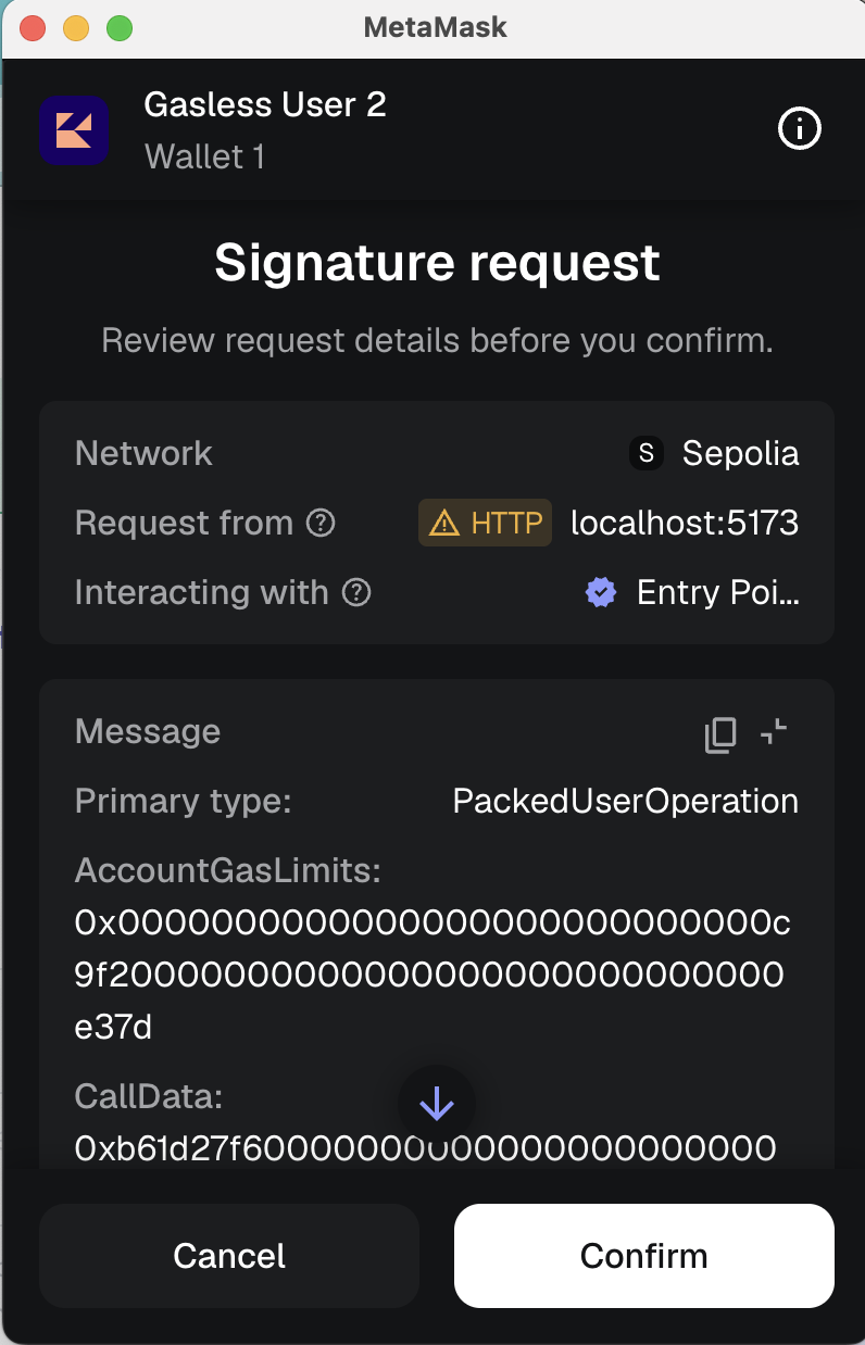 Metamask signature request